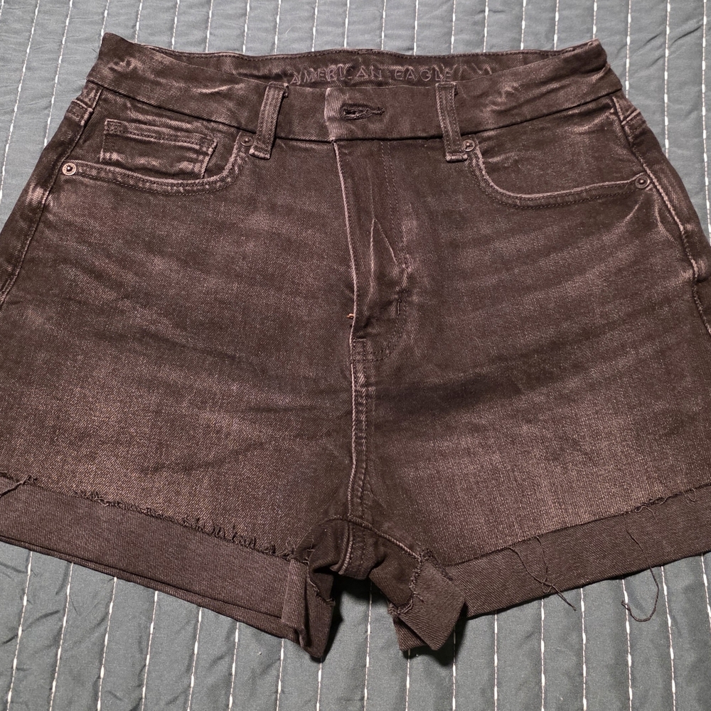American Eagle Outfitters Black Jean Shorts Distressed Cut-Off Style
